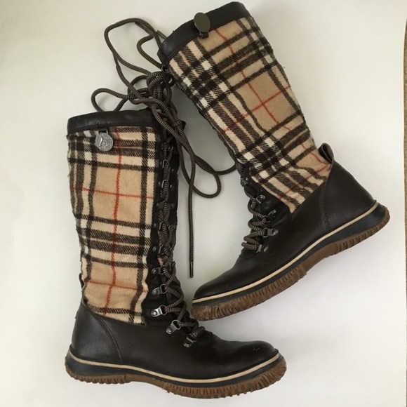 Pajar Shoes - Pajar Brown Leather and Tan Plaid Fleece WinterBoots Size 7